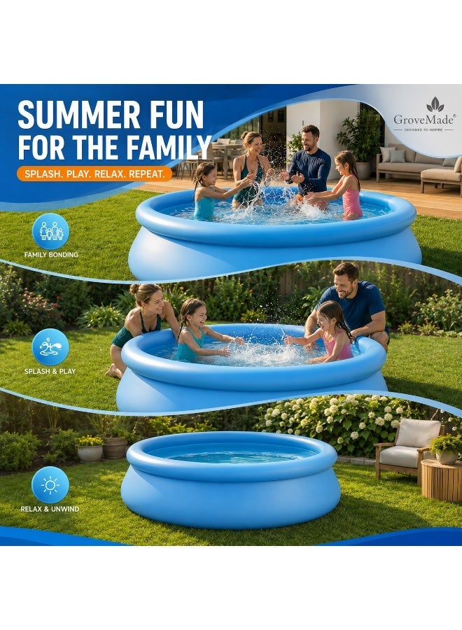 GroveMade Round Inflatable Swimming Pool - 183x51cm Mesh Pool, Large for Family  Use1 - Image 2