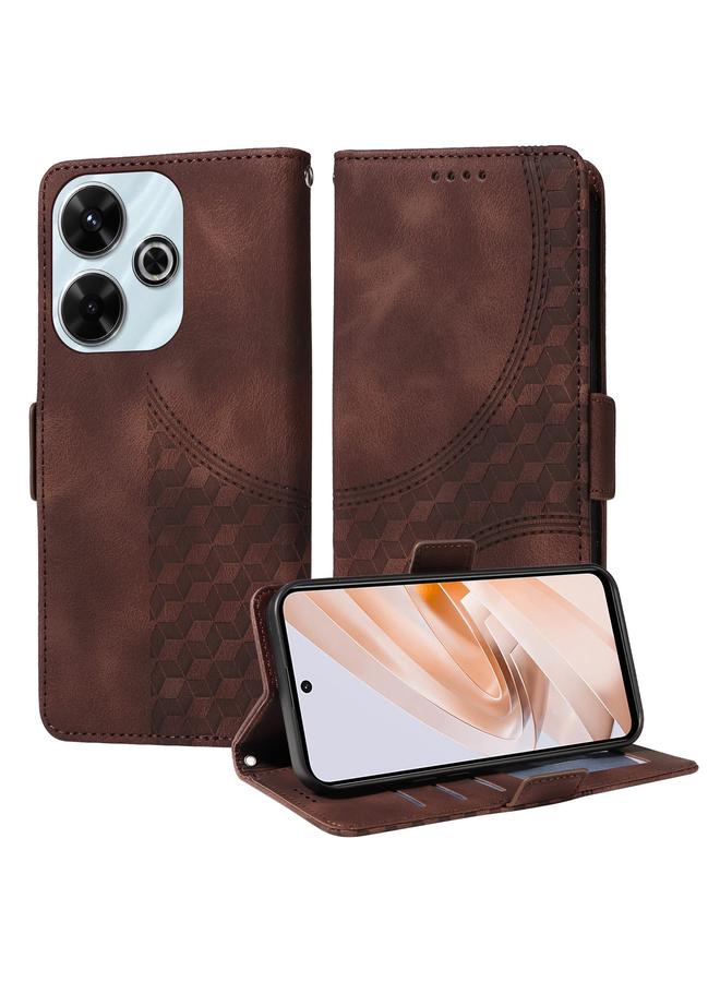 Case For Xiaomi Poco M6 4G Embossed Rhombus Starry Leather Phone Case