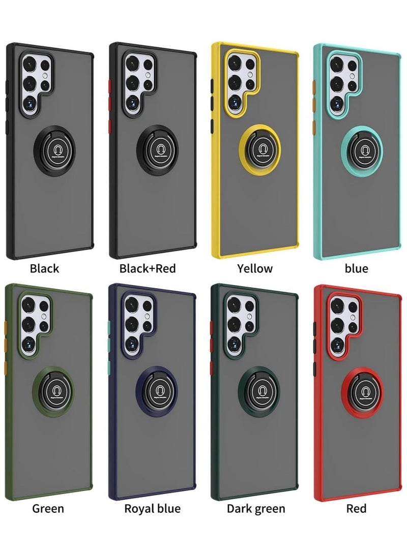Raxoom Galaxy S22 , Clear Crystal Armor Defender Design Hybrid Protective Case Cover Ring Holder Kickstand - Image 2