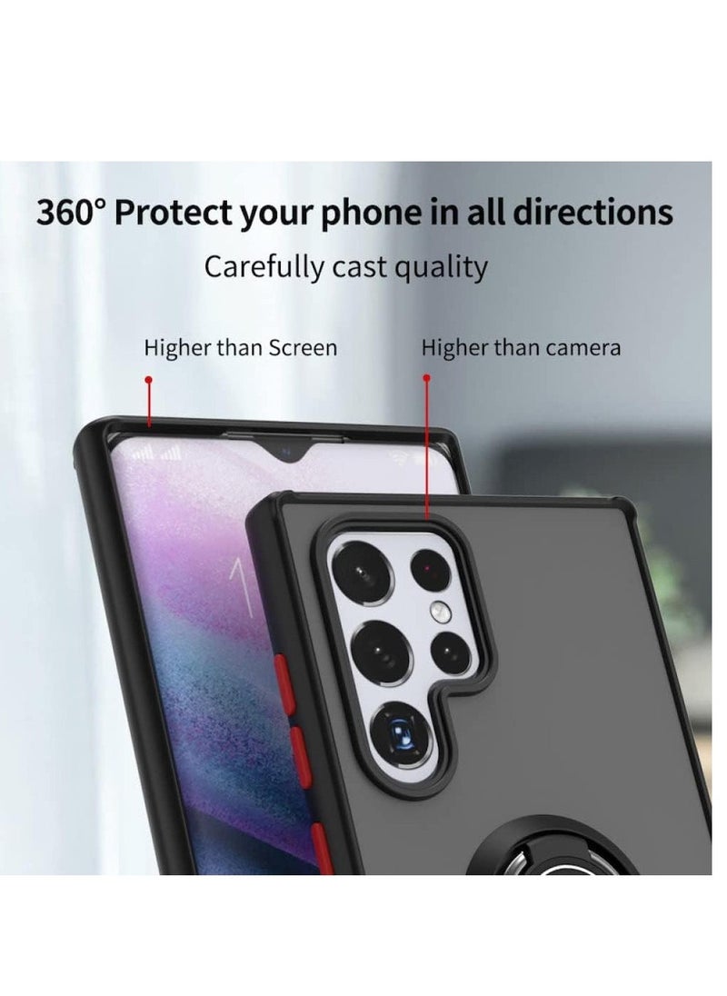 Raxoom Galaxy S22 , Clear Crystal Armor Defender Design Hybrid Protective Case Cover Ring Holder Kickstand - Image 4