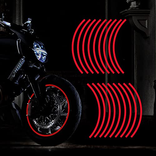 Kelenate® (Red) 18pcs - 16"-19" Reflective Wheel Rim Stripe Decal for Motorcycle Wheels Car Cycling Bike Bicycle Night Reflective Safety Decoration Stripe Sticker Compatible with T-rax - Image 1