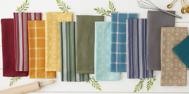 DII Assorted Woven Kitchen Set  Dishtowel  18x28  Dishcloth  13x13  Dark Green  5 Piece - Image 5