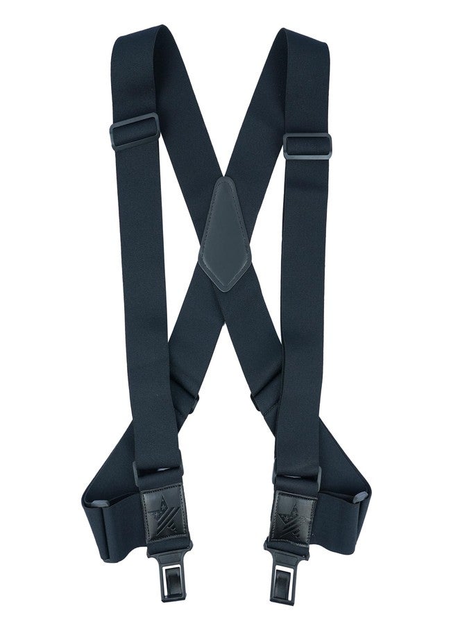 KUNN Men's Side Clip Suspenders,2 inch Heavy Duty Hook End Belt Adjustable Suspender,Black - Image 1