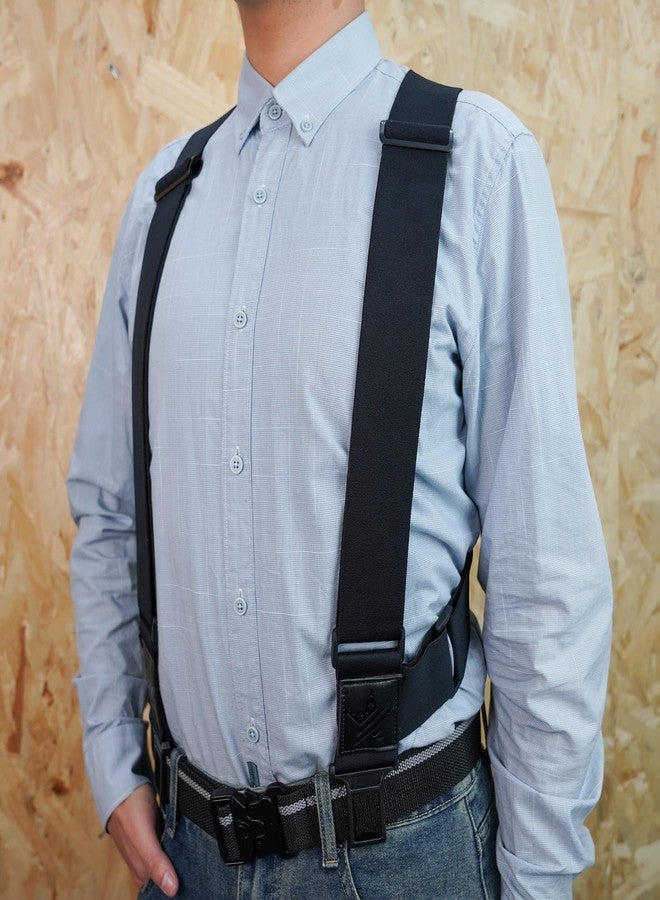 KUNN Men's Side Clip Suspenders,2 inch Heavy Duty Hook End Belt Adjustable Suspender,Black - Image 4