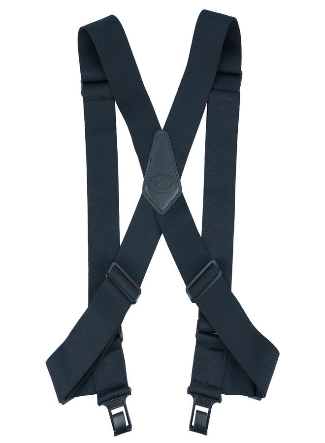 KUNN Men's Side Clip Suspenders,2 inch Heavy Duty Hook End Belt Adjustable Suspender,Black - Image 2
