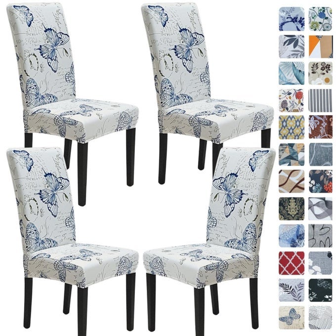 Chair Covers for Dining Room Set of 4 Stretch Dining Chair Cover Spandex Kitchen Parsons Chair Slipcovers Washable Seat Protector for Home or Party 4 Pack The Fairy Butterfly