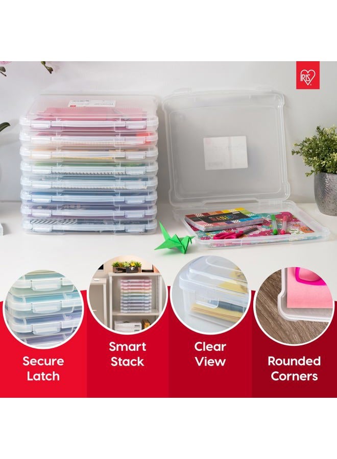 IRIS Power tool case パワー ツール ケース حافظة تخزين مشاريع بلاستيكية رفيعة محمولة من آيريس USA بحجم 8.5" × 11" مع قفل محكم، عبوة 10، صندوق لتنظيم ألعاب الطاولة والمجلات والمستندات وورق الحرف اليدوية واللوازم الفنية، شفاف - Image 3