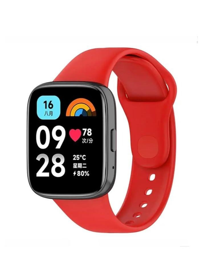 Xiaomi Redmi Watch 3 Lite Soft Silicone Replacement Strap With Amazing Design - Red - Image 2