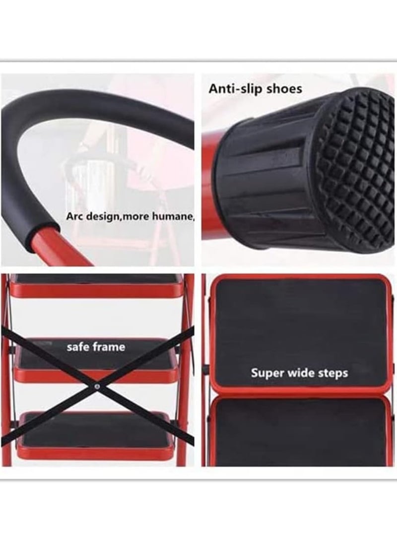 بلومنغ تايم سلم قابل للطي بثلاث خطوات، سلم محمول للمنزل، المطبخ، الحديقة، المكتب، المستودع - Image 3