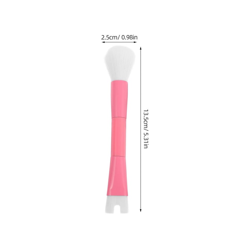 Double Headed Nose Contour Brush and Liquid Foundation Brush for Women Pink U-Shaped Set for Highlighting and Powder Application - Image 2