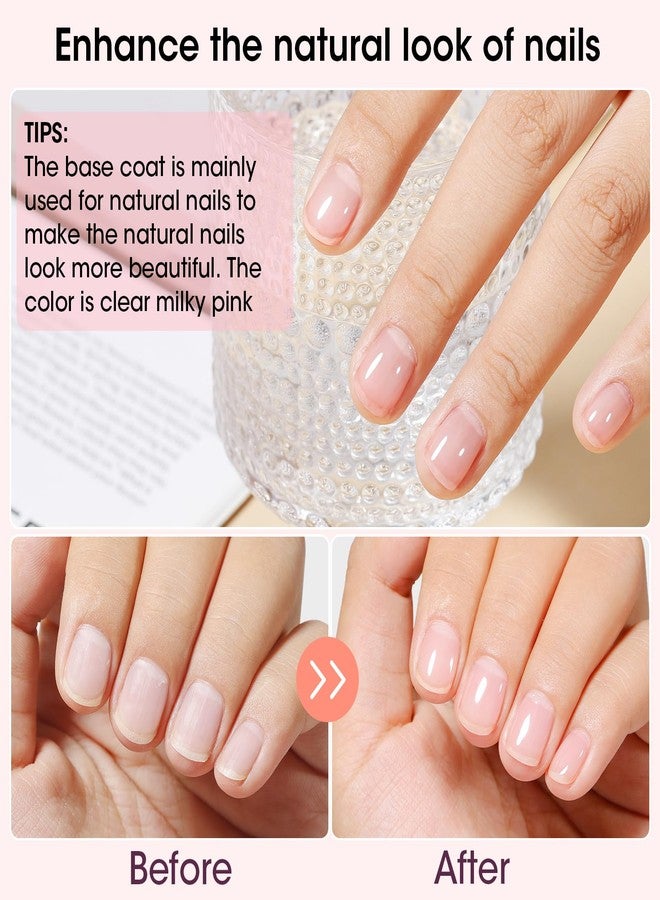 GELLEN 4‑in‑1 Clear Nail Polish Base Coat Sheer Tinted Milky Pink, Ridge Filler, Nail Strengthener & Concealer, Calcium Formula Strengthens Nails, Enhances Natural Look, No HEMA, Anti-yellowing - Image 5