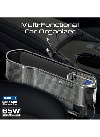 Promate 6 in 1 Multi-Functional Car Organizer, 65W Charging Station With 20W Lightning Retractable Cable, 30W USB-C Retractable Cable, USB-C / A Ports, LED Voltage Display - pzsku/Z3E389B69A6876FDE412FZ/45/_/1732630700/5ef44934-215a-46e2-a2a6-e53d1003956e