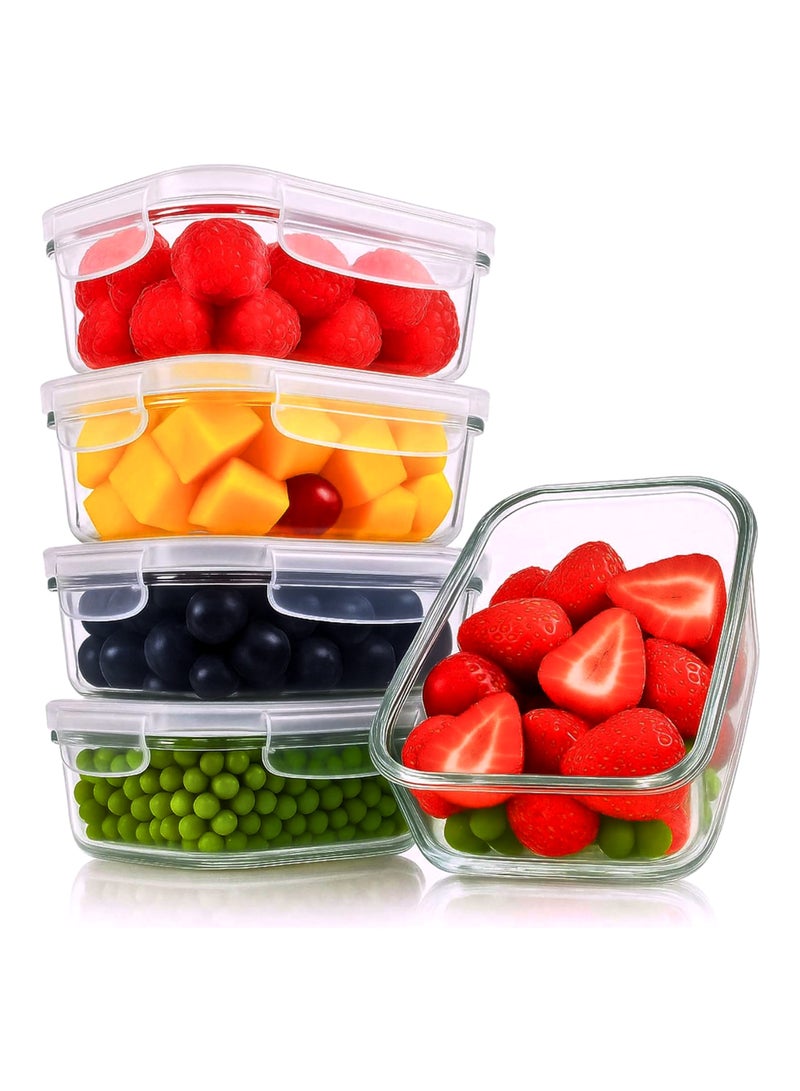 Toshionics ماهمير | 5 عبوات، 1040 مل (35 أونصة) | حاويات تحضير الوجبات الزجاجية، حاويات تخزين الطعام الزجاجية محكمة الإغلاق مع أغطية حاويات الطعام محكمة الإغلاق حاويات تخزين المطبخ حاويات الغداء الزجاجية - Image 1