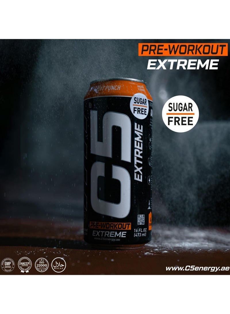 C5 Drink Extreme Fruit Punch -  Pre Workout , Sugar Free, Zero Calories, 200mg High Caffeine, Creatine - Beta Alanine - Citrulline Malate High-Performance Pre-Workout Booster Supplement Pack of 12 - Image 3