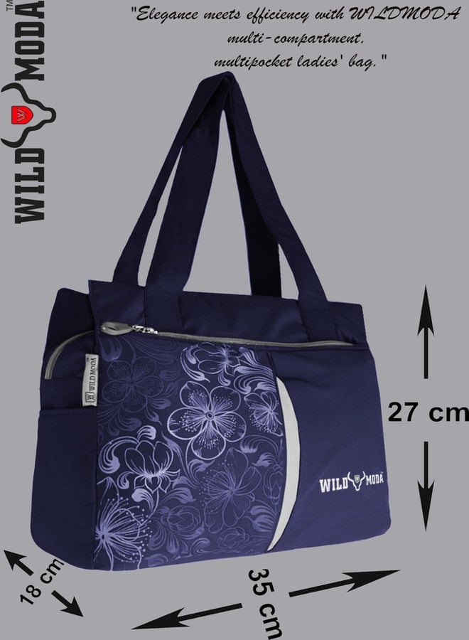 WILD MODA Floral Dreams: Shoulder Bags for Office, School, and Travel (Blue & Grey) - Image 4