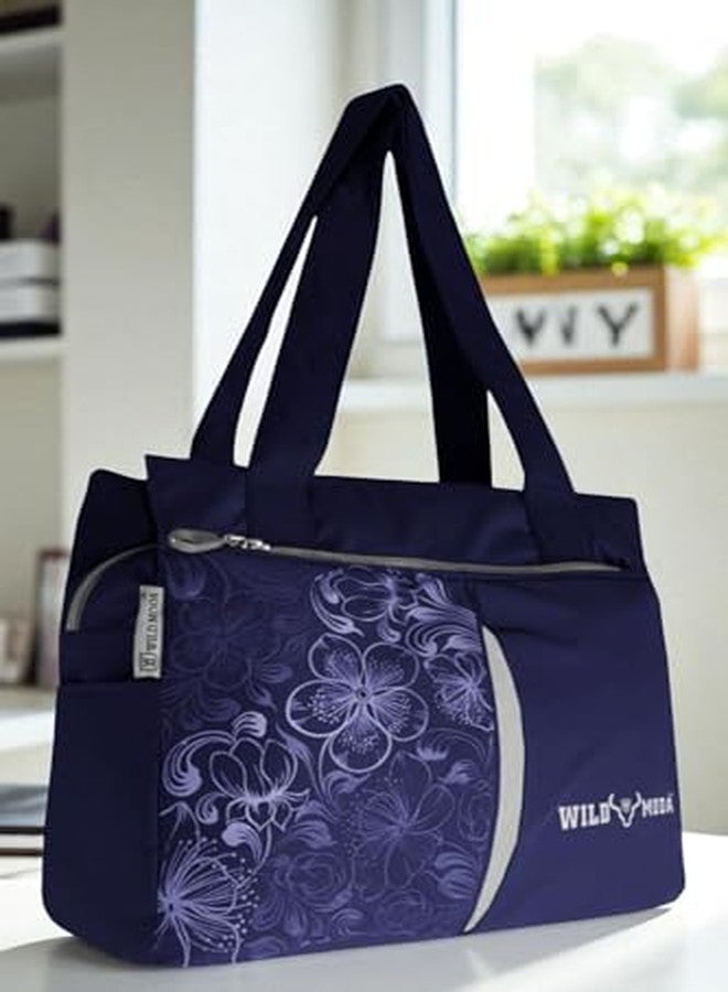 WILD MODA Floral Dreams: Shoulder Bags for Office, School, and Travel (Blue & Grey) - Image 3