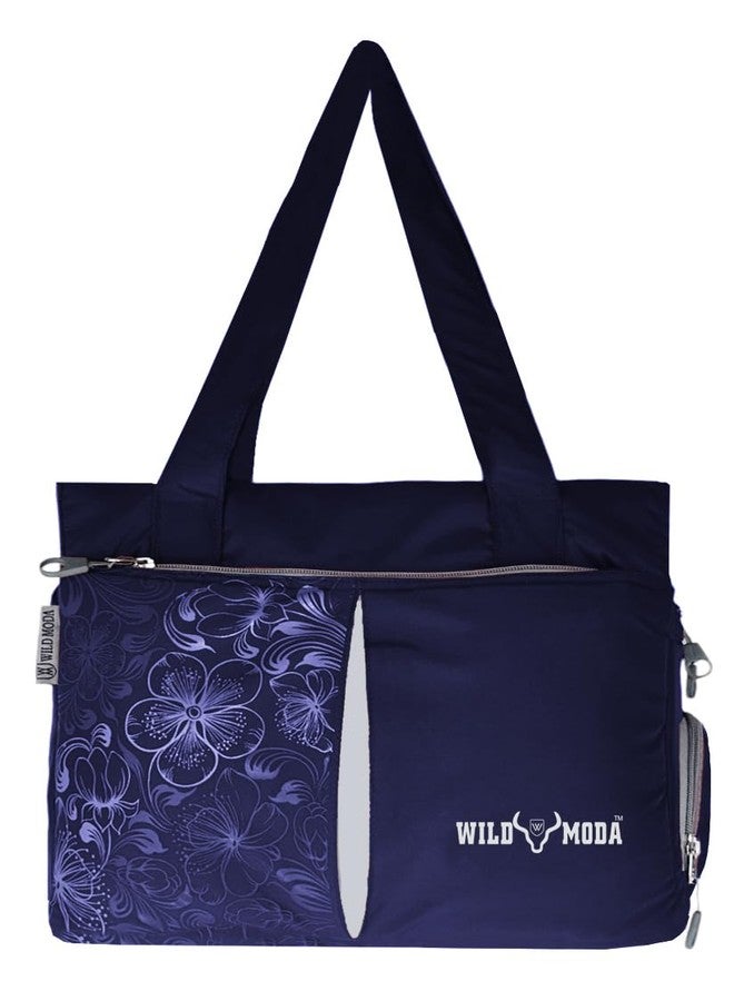 WILD MODA Floral Dreams: Shoulder Bags for Office, School, and Travel (Blue & Grey) - Image 2
