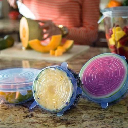 Suzec Microwave Safe Silicone Stretch Lids reuseable Flexible Covers for Rectangle, Round, Square Bowls, Dishes, Plates, Cans, Jars, Glassware and Mugs (Free Size_Multicolor) (SET OF 6) - Image 3
