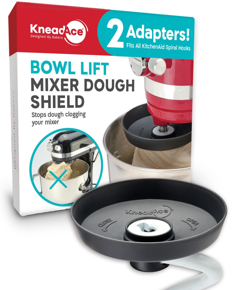 KneadAce Spiral Dough Hook Shield For kitchenaid Mixer-Prevents Dough from Clogging Your Bowl Lift Mixer- Compatible With KitchenAid Dough Hook. (With 2 Adapters-Fits All KA Spiral Hooks) - Image 1