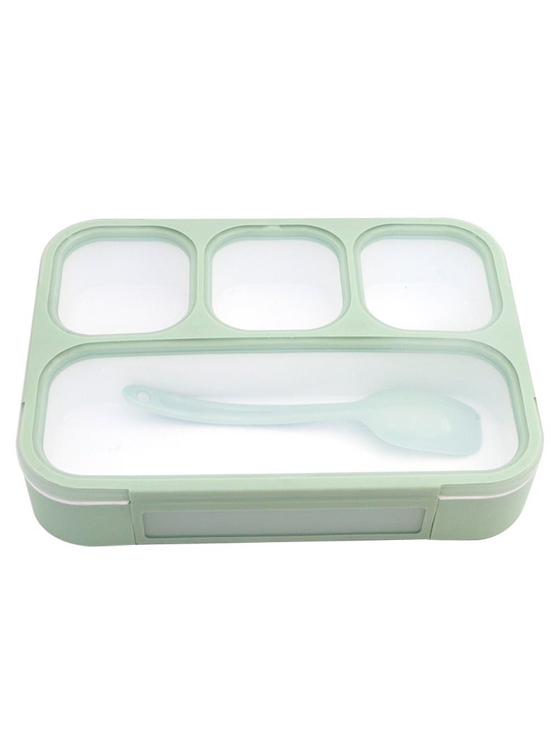Y&D 4-Compartment Large Lunchbox with Spoon Green Lunch Box Keep Food Warm Completely Sealed Portable Microwave Oven for Work School Travel Outdoor 35x20x15cm Containers for Adults Kids Leak-proof Dishwasher Safe Microwave Safe  - Image 1