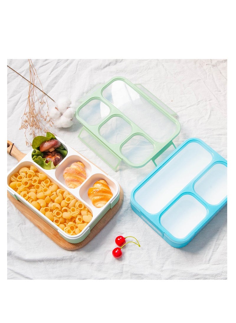Y&D 4-Compartment Large Lunchbox with Spoon Green Lunch Box Keep Food Warm Completely Sealed Portable Microwave Oven for Work School Travel Outdoor 35x20x15cm Containers for Adults Kids Leak-proof Dishwasher Safe Microwave Safe  - Image 2