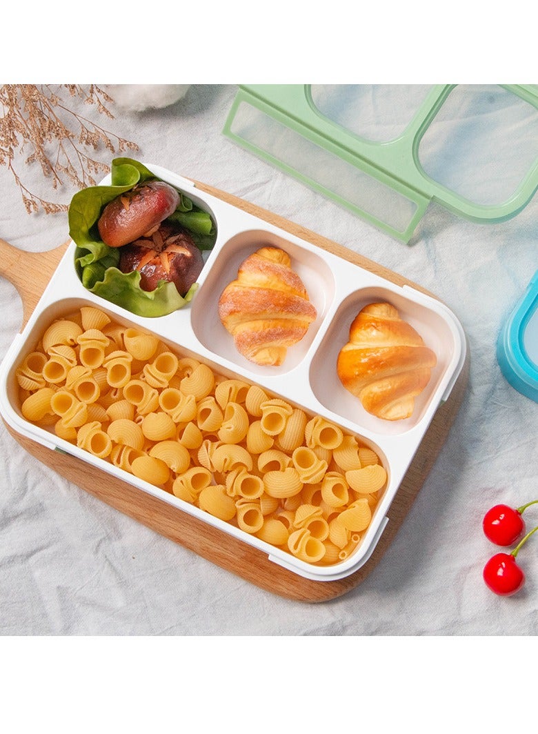 Y&D 4-Compartment Large Lunchbox with Spoon Green Lunch Box Keep Food Warm Completely Sealed Portable Microwave Oven for Work School Travel Outdoor 35x20x15cm Containers for Adults Kids Leak-proof Dishwasher Safe Microwave Safe  - Image 3