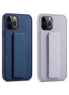 YOMNA Case with Magnetic Stand & Holder, Premium Silicone Multi Stand, Car Mount Kickstand Case Finger Grip Strap Cover Case compatible with Iphone 14 Plus - 6.7 (Dark Blue/Gray)(Set of 2)  - Image 1