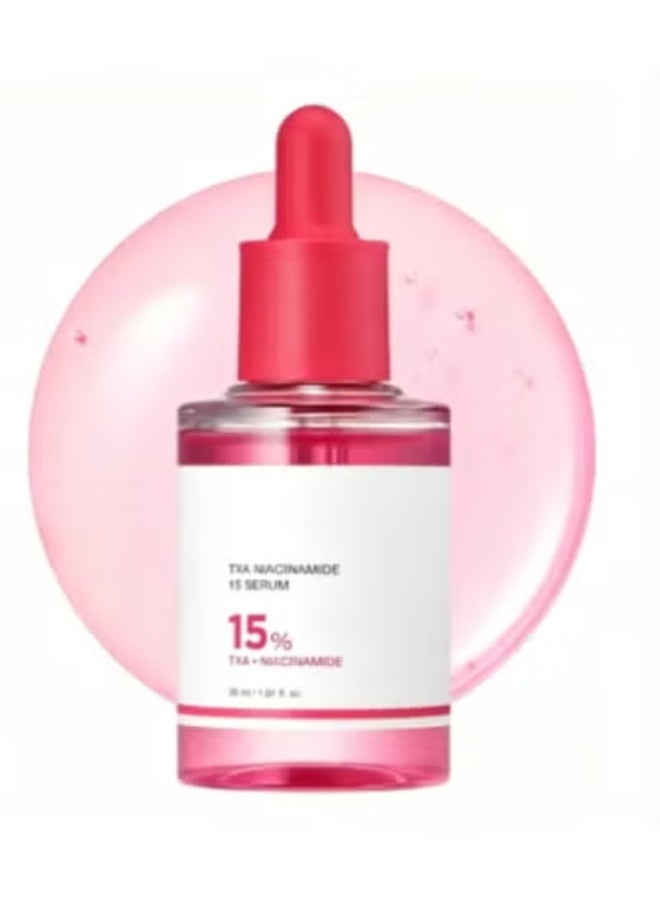 سيروم الوجه المُشرق TXA+Niacinamide بتركيز 15% للعناية بالبقع بعد الاستخدام | مُنتج كوري شامل للعناية اليومية بالبشرة | مُعالجة تفاوت لون البشرة وملمسها وترطيبها | حمض الترانيكساميك عالي الفعالية 5% | 1.01 أونصة سائلة - Image 1