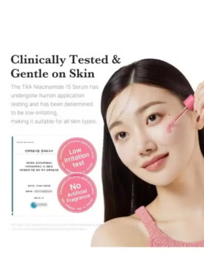 سيروم الوجه المُشرق TXA+Niacinamide بتركيز 15% للعناية بالبقع بعد الاستخدام | مُنتج كوري شامل للعناية اليومية بالبشرة | مُعالجة تفاوت لون البشرة وملمسها وترطيبها | حمض الترانيكساميك عالي الفعالية 5% | 1.01 أونصة سائلة - Image 5