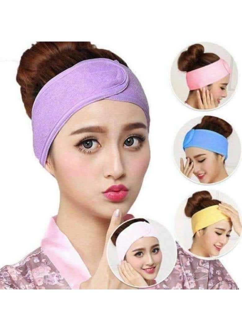 Generic Sweat Headband, Non-Slip Stretchy Washable Wrap Hair Towel for Face Washing, Facial Treatment, Sports Fits All Random Color  - Image 2