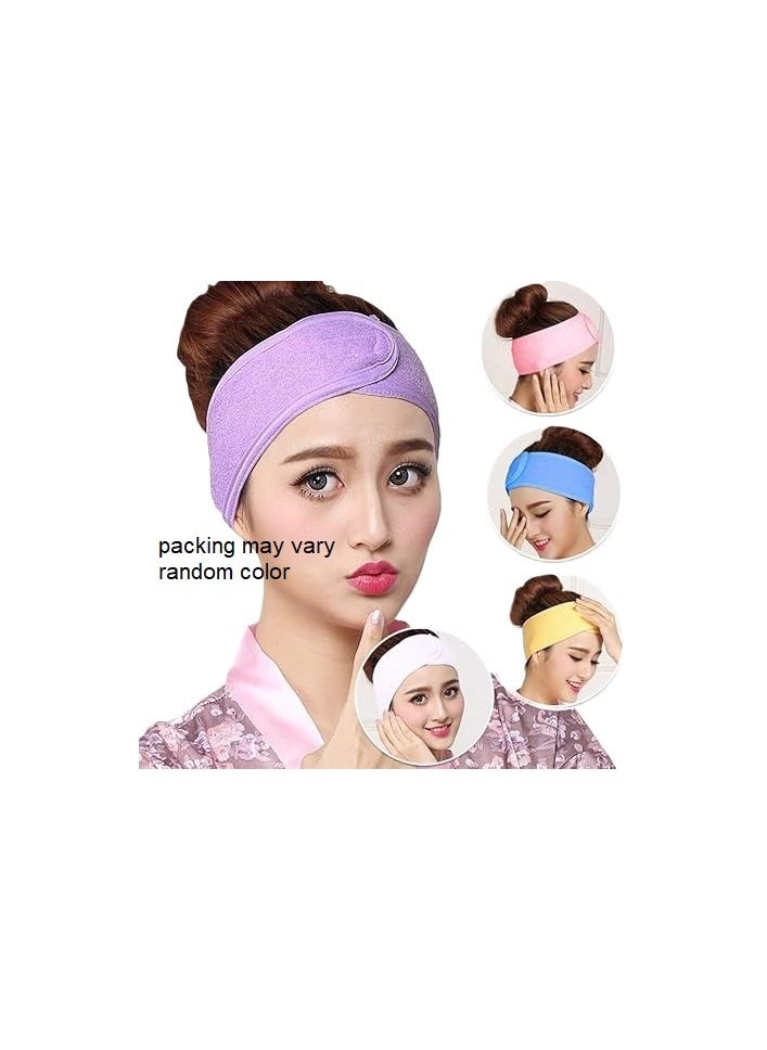Generic Sweat Headband, Non-Slip Stretchy Washable Wrap Hair Towel for Face Washing, Facial Treatment, Sports Fits All Random Color  - Image 1