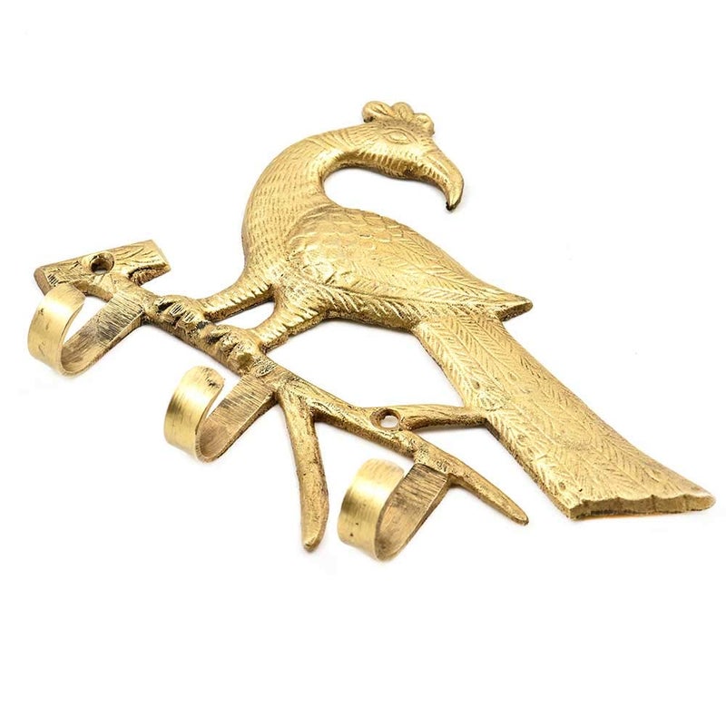 Indian-Shelf IndianShelf Brass Wall Hangings Gold Wall Hangers Peacock Wall Hooks Cloth Holder for Wardrobe Door Hanger for Clothes Wall Hanger Hook Cloth Hanger Door Hanger Robe Hooks 1 Pack 59 Inch  - Image 1