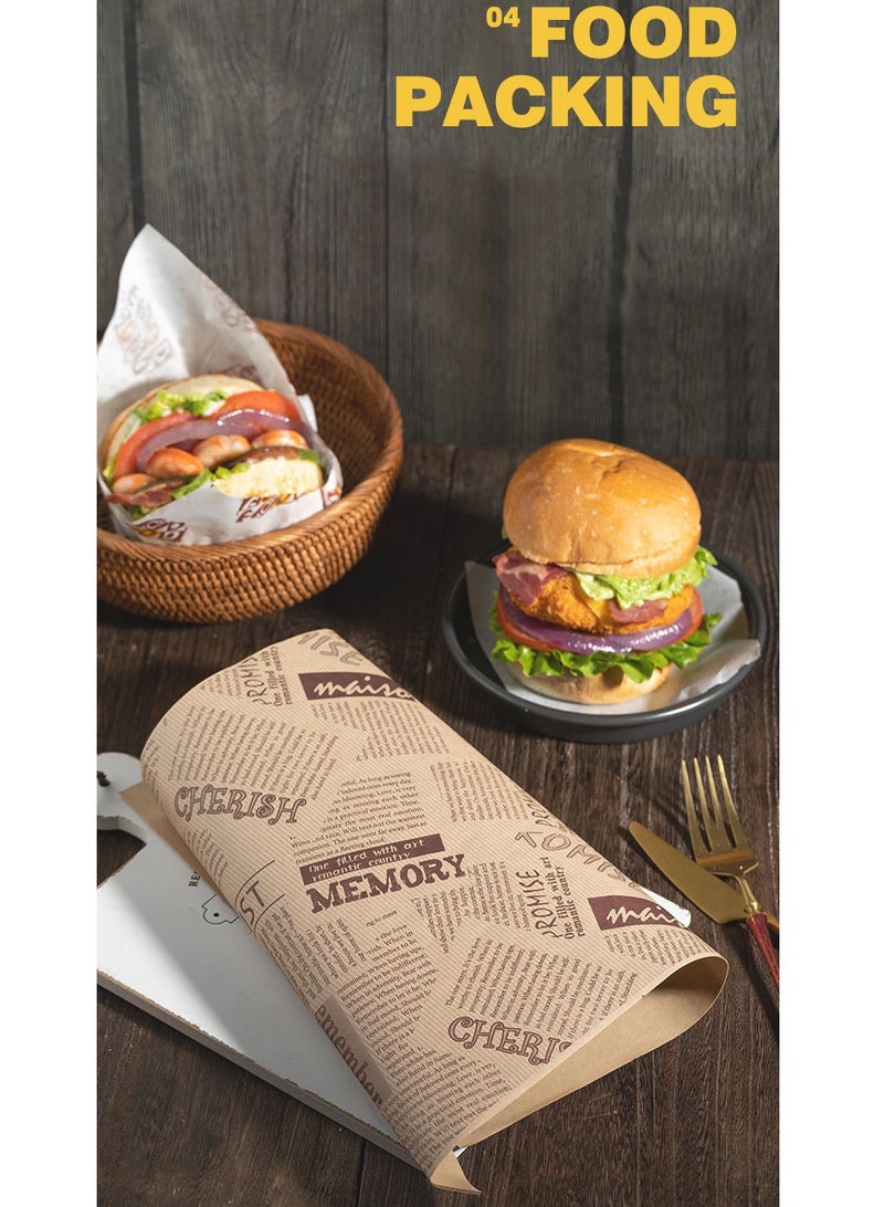 50 Sheets 38x28CM Bread Sandwich Burger Fish Chip Fries Food Grade Oil Proof Paper Grease Paper Sheets Greaseproof Wrappers Wrapping Baking Tools Gift Wrapping Tissue - Image 5
