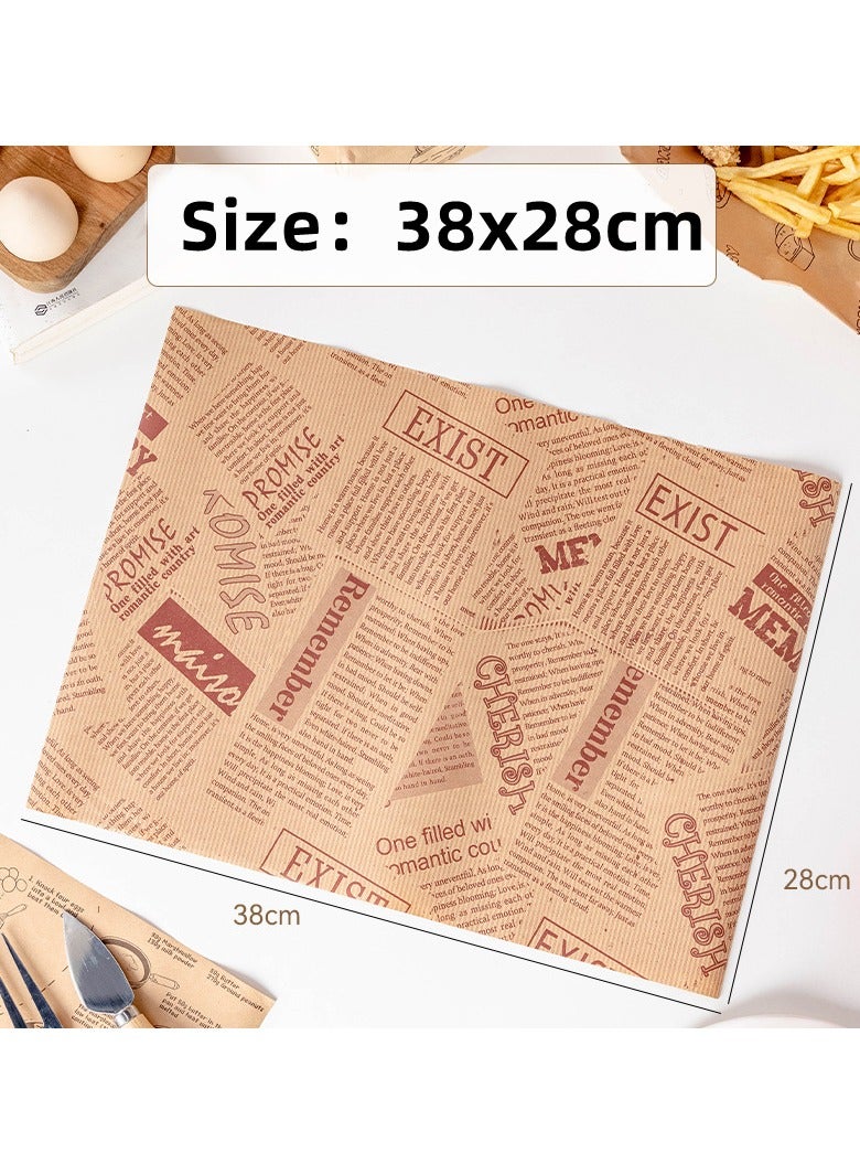 50 Sheets 38x28CM Bread Sandwich Burger Fish Chip Fries Food Grade Oil Proof Paper Grease Paper Sheets Greaseproof Wrappers Wrapping Baking Tools Gift Wrapping Tissue - Image 3
