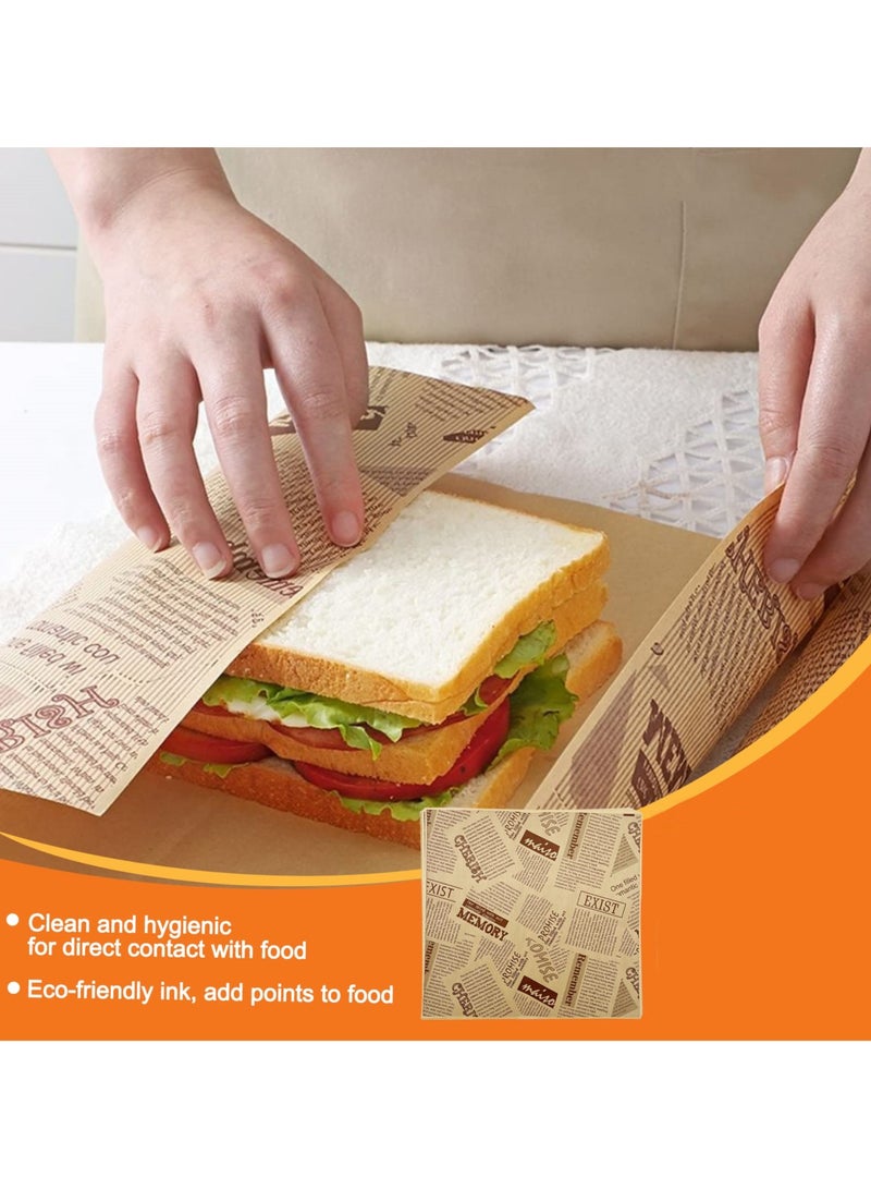 50 Sheets 38x28CM Bread Sandwich Burger Fish Chip Fries Food Grade Oil Proof Paper Grease Paper Sheets Greaseproof Wrappers Wrapping Baking Tools Gift Wrapping Tissue - Image 2