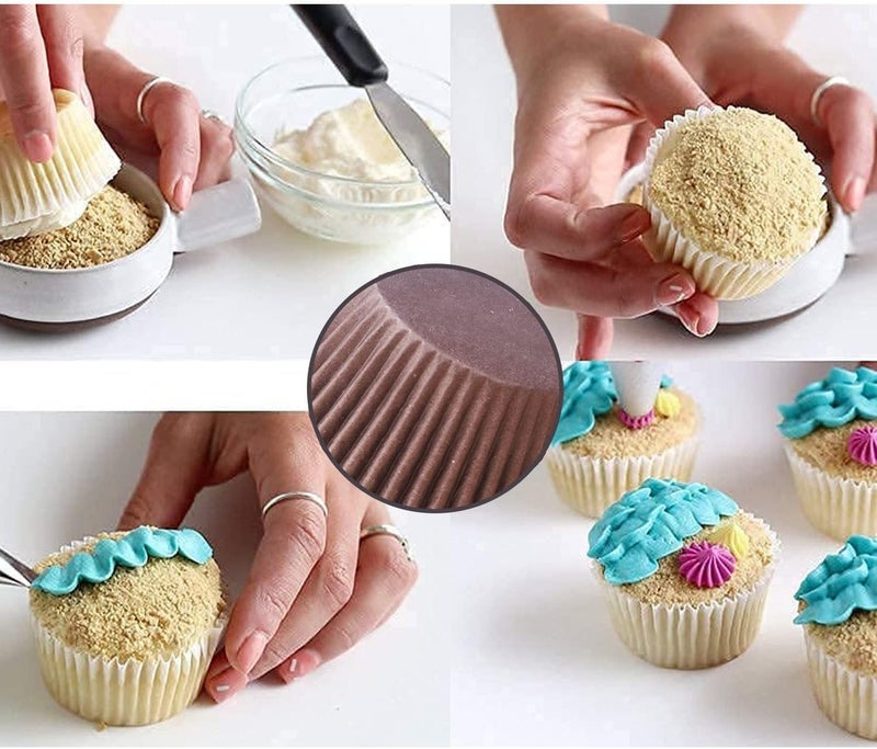 AUTOWRAP Cupcake Liners Cupcake Cups Food Grade 4 Solid Retro Colors Cupcake Papers Baking Cups Cupcake Wrappers - Image 4