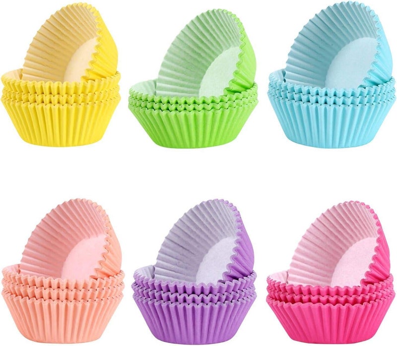 AUTOWRAP Cupcake Liners Cupcake Cups Food Grade 4 Solid Retro Colors Cupcake Papers Baking Cups Cupcake Wrappers - Image 3