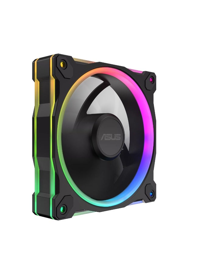 ASUS Prime MR120 ARGB Black Case Fan Triple Pack, 120mm x 28mm PWM Fans, Dual-Layer 20-LED ARGB Lighting, 1600 RPM, 58 CFM Airflow, 1.7 mmH₂O Static Pressure, 21 dBA, Aura Sync Compatible, Standard Blade, 3-Pack, Black | 90DA00I0-B09020 - Image 5