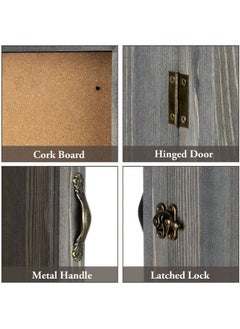 MyGift 11X14 Vintage Gray Solid Wood Shadow Box With Cork Board Backing Wall Mounted Display Case With Clear Acrylic Front Window Panel Metal Handle And Latch  - Image 5