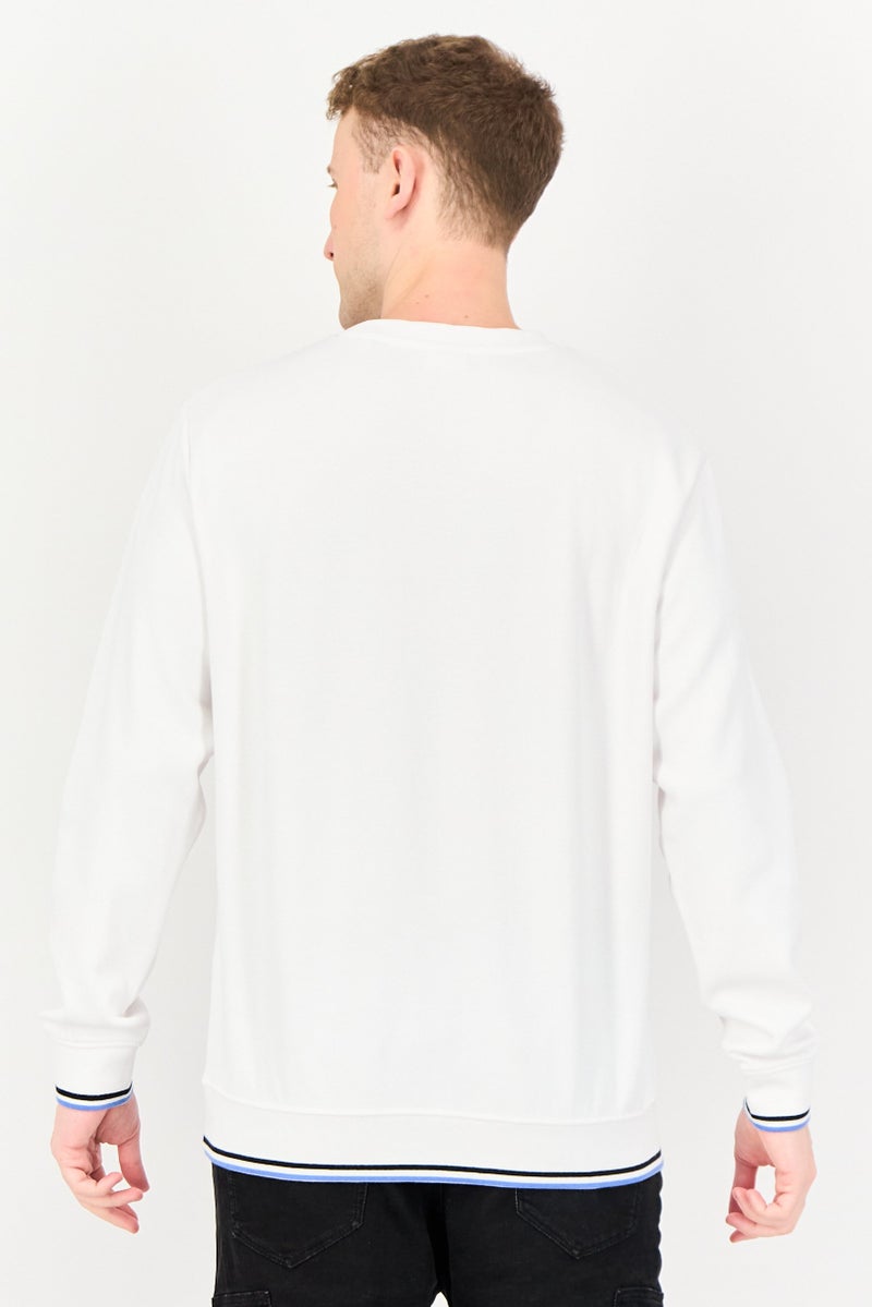 Celio Men Crew Neck Textured Long Sleeve Sweater, White - Image 3