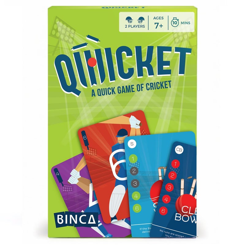BINCA Qwicket Cricket Card Game Fast Fun Indoor Card Game for Kids Teens Family Kids Card Games for Ages 7 and Up Gifts for Cricket Lovers 2 Player Travel Game - Image 2