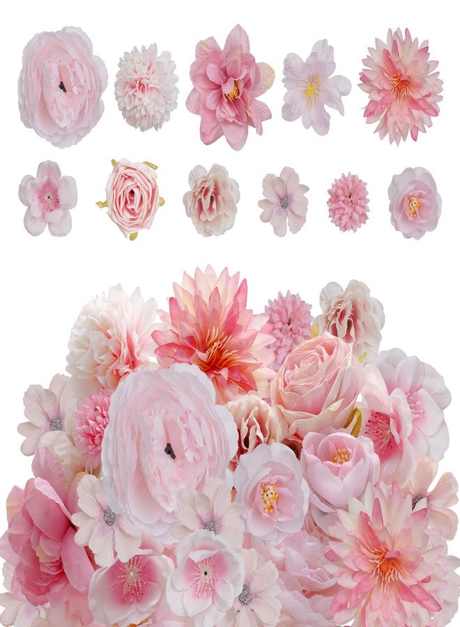 Ishua 27 Pcs Small Faux Silk Artificial Flowers DIY Craft Supplies for Wedding Party Graduation Home Wreath Decor (Pink) - Image 1