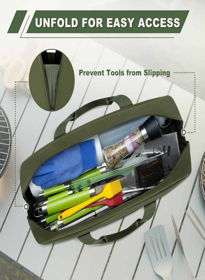 HODRANT Grill Tool Storage Bag, Outdoor BBQ Utensil Holder for Barbecue Tool up to 20", Large Grill Utensil Storage Caddy with Pockets, BBQ Accessories Case Container for Camping, Bag Only, Green - Image 5