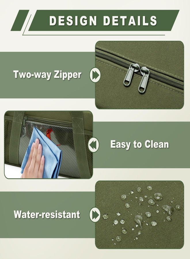 HODRANT Grill Tool Storage Bag, Outdoor BBQ Utensil Holder for Barbecue Tool up to 20", Large Grill Utensil Storage Caddy with Pockets, BBQ Accessories Case Container for Camping, Bag Only, Green - Image 3