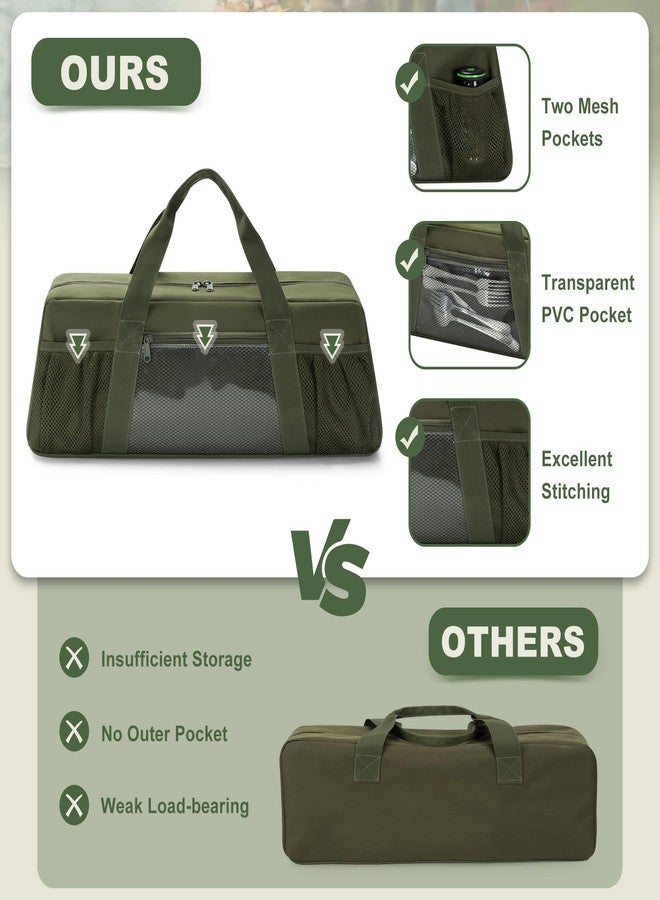 HODRANT Grill Tool Storage Bag, Outdoor BBQ Utensil Holder for Barbecue Tool up to 20", Large Grill Utensil Storage Caddy with Pockets, BBQ Accessories Case Container for Camping, Bag Only, Green - Image 4