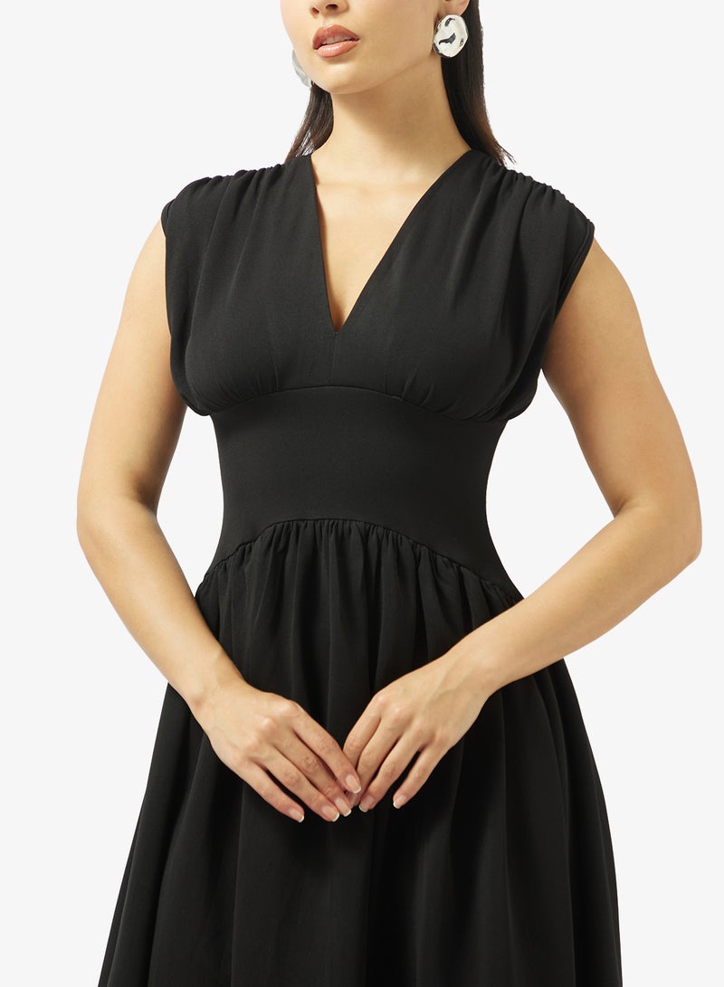 Ginger Plunge Neck Draped Drop Waist Dress - Image 3