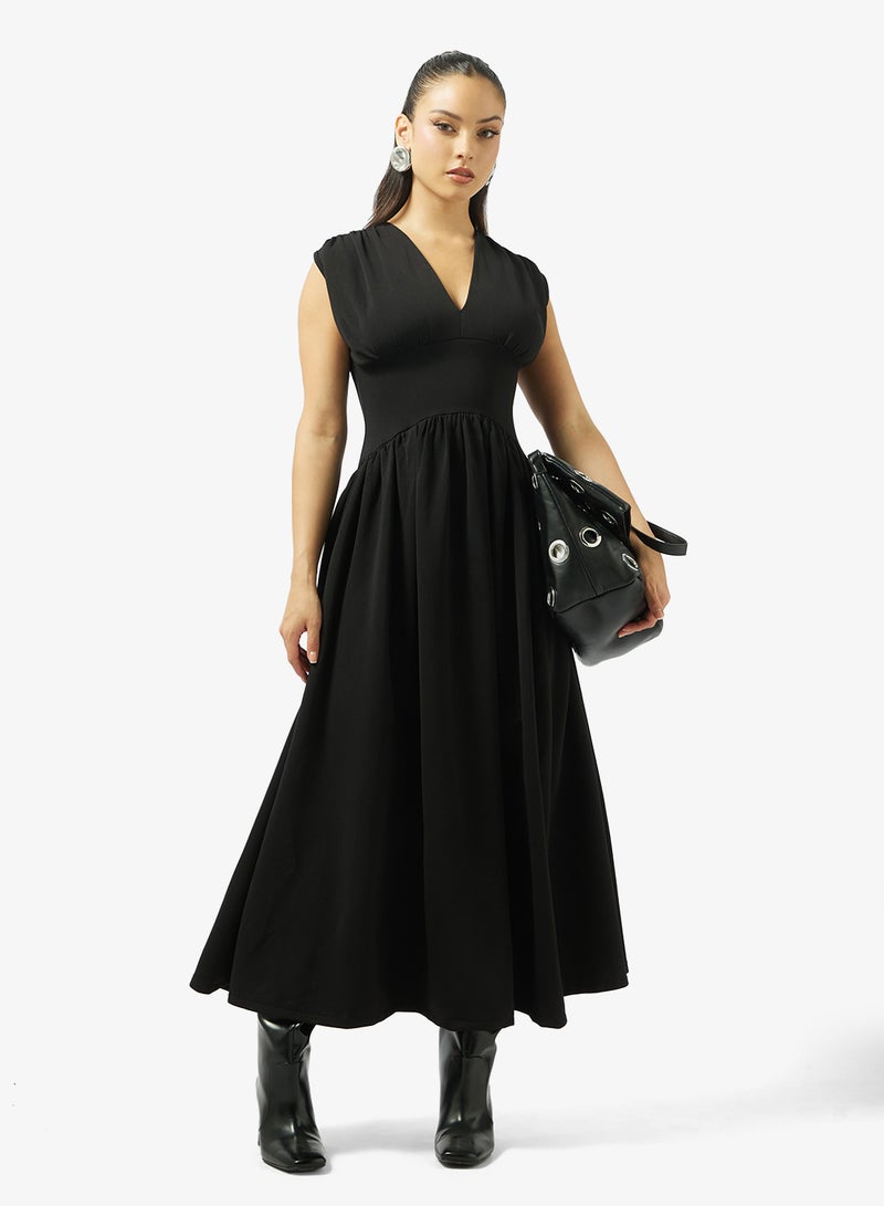 Ginger Plunge Neck Draped Drop Waist Dress - Image 4