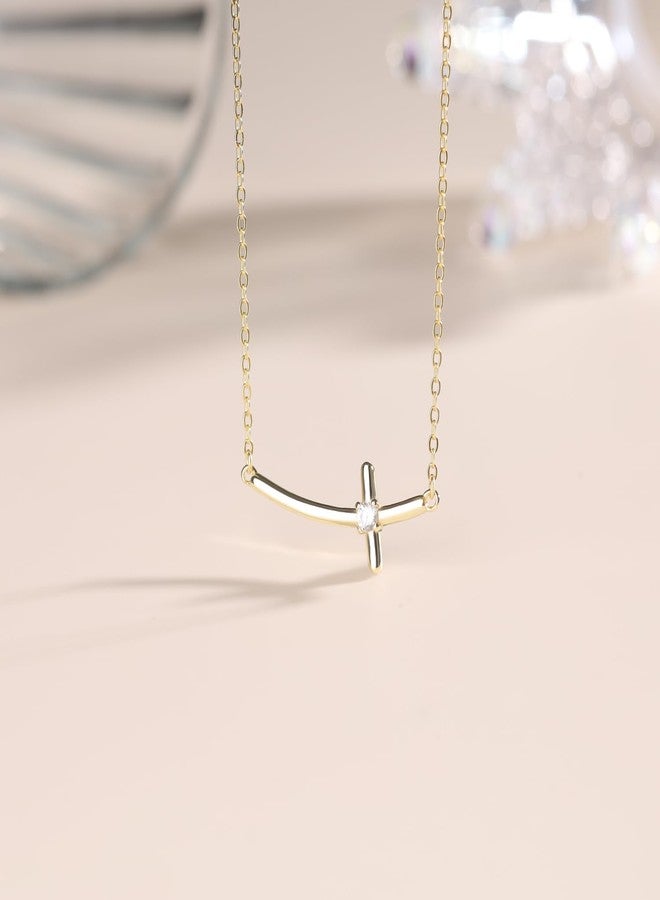 GAVU 14K Gold Plated Sideways Cross Necklace for Women, Curved Cross Necklace for Women - Image 5