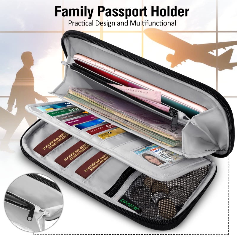 BKNOOU Passport Holder Family Rfid Blocking Travel Document Organizer,Travel Passport Wallet Multiple Passport Holder for Traveling,Family passport holder for 2 4 6 8,Passport Organizer for Men Women - Image 3
