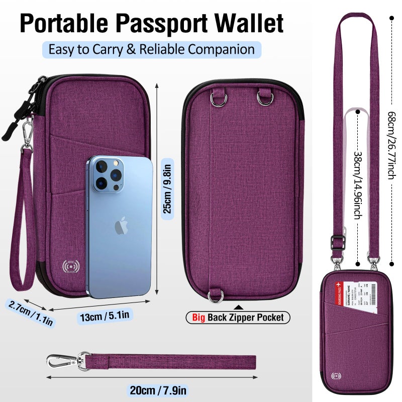 BKNOOU Passport Holder Family Rfid Blocking Travel Document Organizer,Travel Passport Wallet Multiple Passport Holder for Traveling,Family passport holder for 2 4 6 8,Passport Organizer for Men Women - Image 5